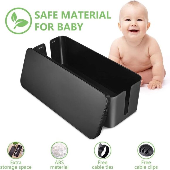 Cable Management Box, Large Cord Organizer Box to Hide Power Strip & Under Desk, - Picture 2 of 7